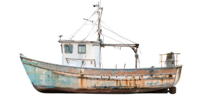 Fishing boat on white background