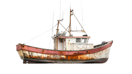 Naklejka premium Fishing boat on white background