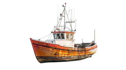 Naklejka premium Fishing boat on white background