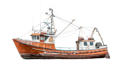 Naklejka premium Fishing boat on white background