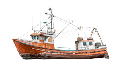 Fishing boat on white background