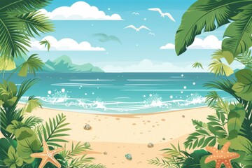 Fototapeta premium Summer Background illustration created with Generative AI