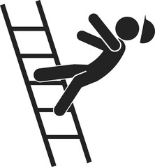 Isolated pictogram worker falling from a ladder, for safety sign label © AndiPoe