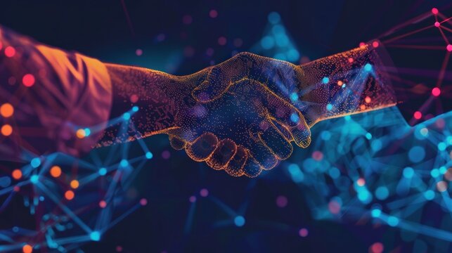 handshake formal agreement or collaboration between two or more parties for mutual benefit in business network concept.AI generated image