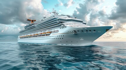 Cruise Ship Sailing Towards a Cloudy Horizon