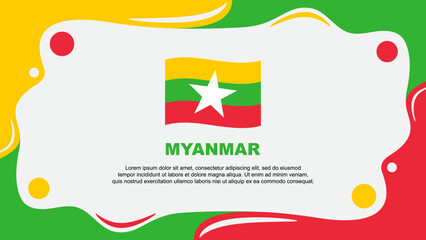 Myanmar Flag Abstract Background Flat Design Template. Myanmar Independence Day Banner Wallpaper Vector Illustration. Myanmar Cartoon