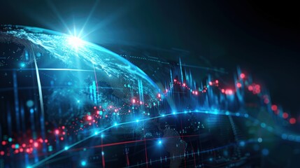 Fototapeta premium Global business growth graph ,Stock financial success market graph on digital investment strategy . AI generated images