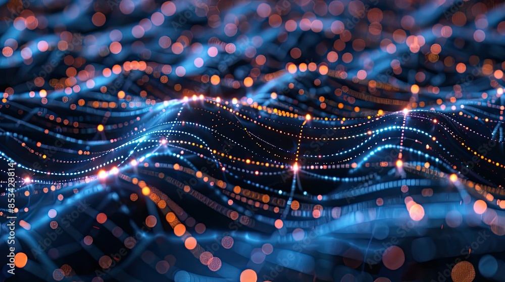 Poster a network of glowing neurons connected by electronic pathways, representing the complex nature of ai
