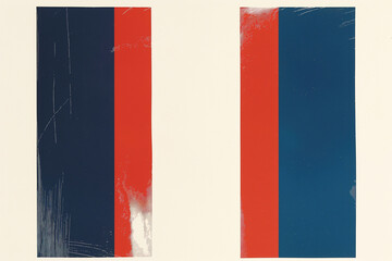 Fototapeta premium Two flags with blue and red stripes
