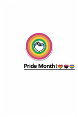 A rainbow with a heart in the middle and the words Pride Month