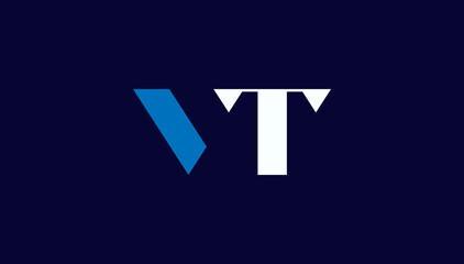 Connected alphabet letter VT logo design