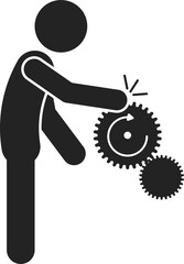 Isolated pictogram sign danger rotating or spinning machine, risk hand injury safety sign