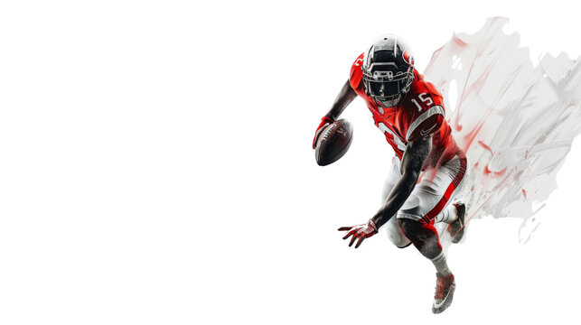 Rugby player, american football player on white background