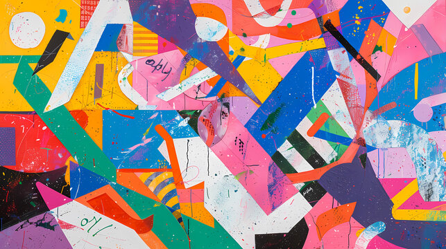 Features bold geometric patterns