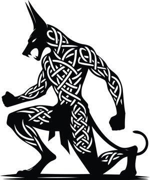 recommend clip art: anubis in silhouete with celtic knot pattern illustration