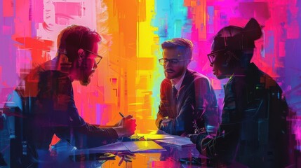 Corporate team brainstorming LGBTQ inclusion policies