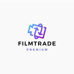 film movie trade shop store exchange arrow logo vector icon illustration