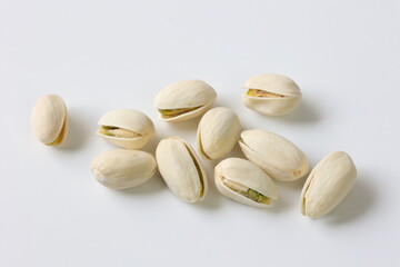 pistachio nuts on white background