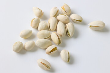 pistachio nuts on white 