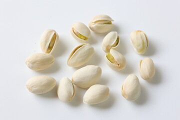 pistachio nuts on white background