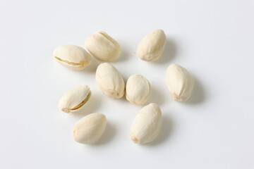 pistachio nuts on white background