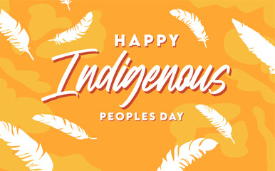 happy indigenous peoples day with feather silhouette