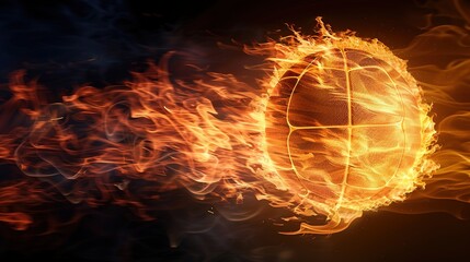 3D Illustration of a Fiery Volleyball on a Black Background, High Resolution Rendering of a Flaming Sports Ball, Capturing the Intensity and Dynamic Energy of Competitive Volleyball in Stunning Detail