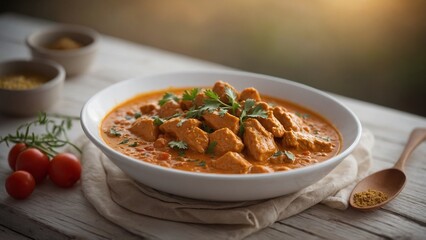 Tasty butter chicken curry dish from Indian cuisine