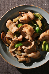 ナスとピーマンと豚肉の味噌炒め