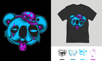 Zombie panda head in blue and purple.eps © Avelinahome