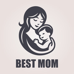 Best mom logo with mom and baby