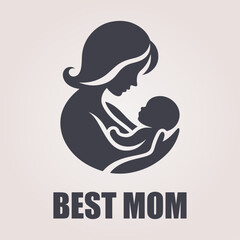 Best mom logo with mom and baby