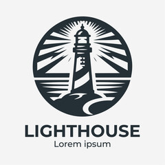 Lighthouse silhouette icon and logo