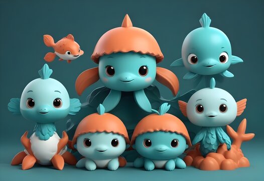 Baby Marine cartoon 3D cute amile