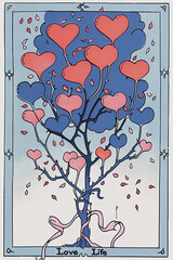 Love life, poster, inspirational quote, love, romance, loving, hearts, enjoy life, vintage