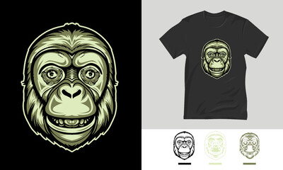 Ape vector mascot design, monkey head for t-shirt design.eps