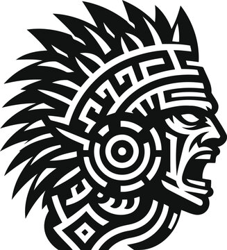 recommend clip art:  aztec warrior silhouete with Polynesian ethnic pattern illustration