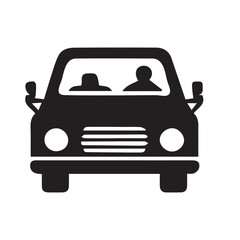 Black silhouette car icon isolated on white, Eps 10.
