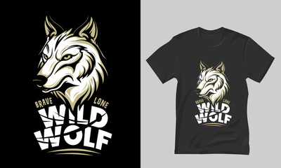 Brave wolf alone vector design for t-shirt.eps