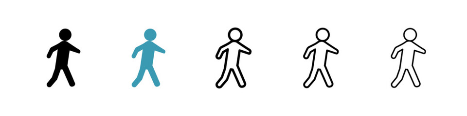 Person walking black liner icon collection