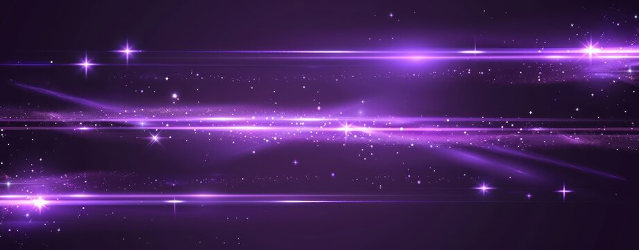 Abstract glowing purple light effect set with horizontal lines