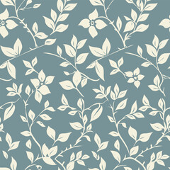 simple tonal light cream yellow floral pattern vector on the mineral green background
