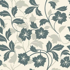 tonal floral pattern vector in olive green and yellow green