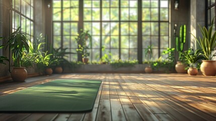 Yoga Mat in a Sunlit Room