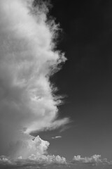 black and white image, buautiful sky with cloud in rainy day