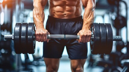 Strong and focused, a muscular man lifts a heavy dumbbell in the gym, showcasing his strength against a backdrop of fitness equipment.
