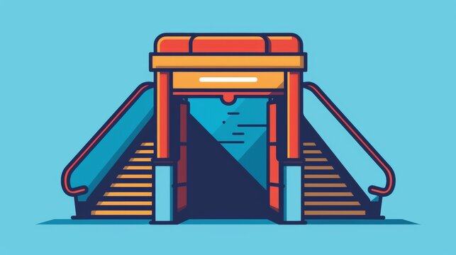 recommend clip art: Illustration of a Subway Station Entrance With Escalators