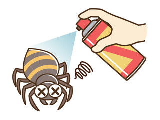 殺虫剤を噴射するイラスト_クモ