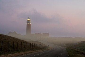 The lighthouse of Texel Netherlands whit mist