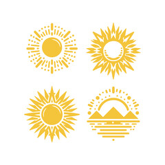Fototapeta premium vector sun set silhouette in white background